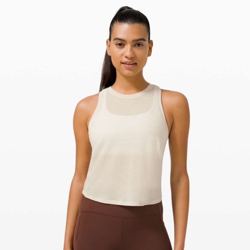 Lululemon⎜Run and Train Racerback Tank⎜Heathered White Opal